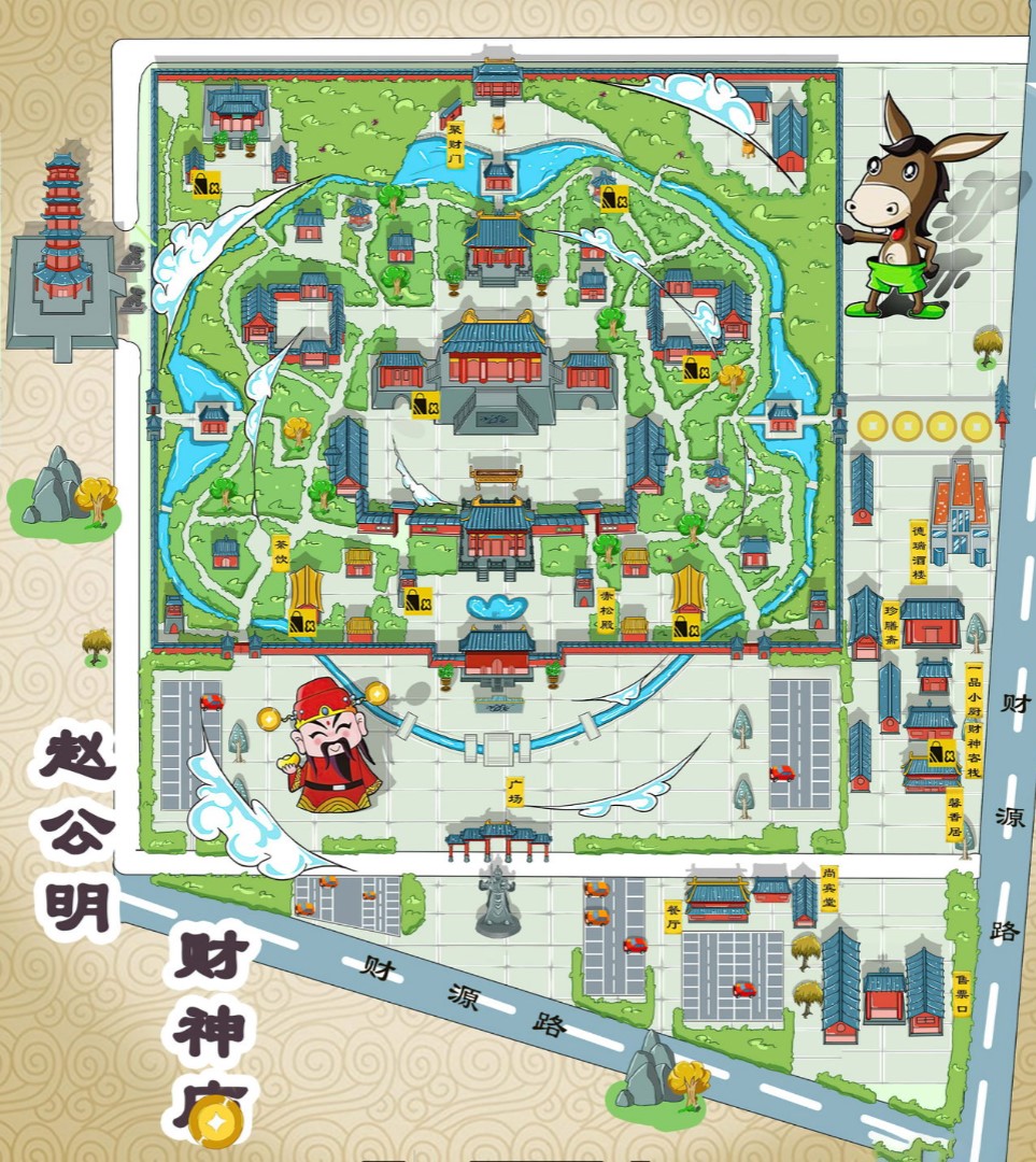 博山寺庙类手绘地图